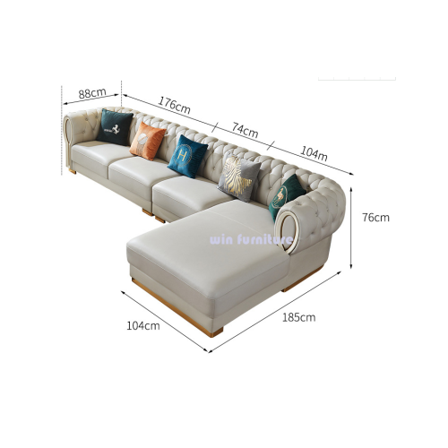 High Quality Wide Three Seats Light Luxury Sofa