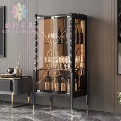 Italian Royal Modern Wooden Stainless Steel Wine Cabinet WB004