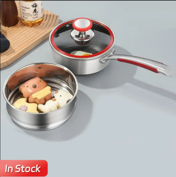 Juego de utensilios de cocina de panal: sartén de acero inoxidable, sartén, olla de cocción y vaporizador con tapa