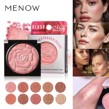 10-Color Petal Blush Compact - Monochrome Blush Rouge Natural Cover Matte Pearlescent Glitter