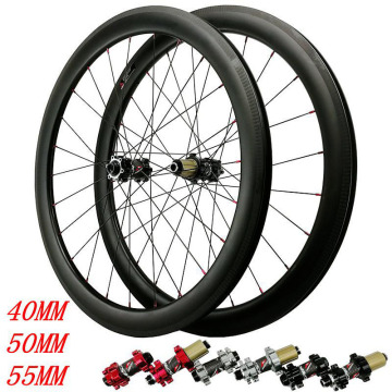 40MM-700C Carbon Fiber Disc Brake Road Bike Wheelset with Through Axle and Bearing Technology