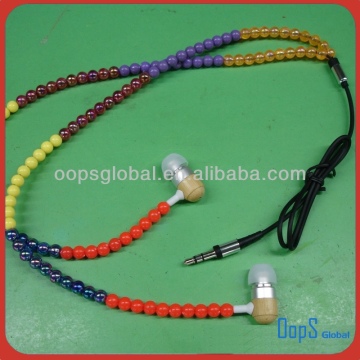 high quality colorful necklace bamboo earphone