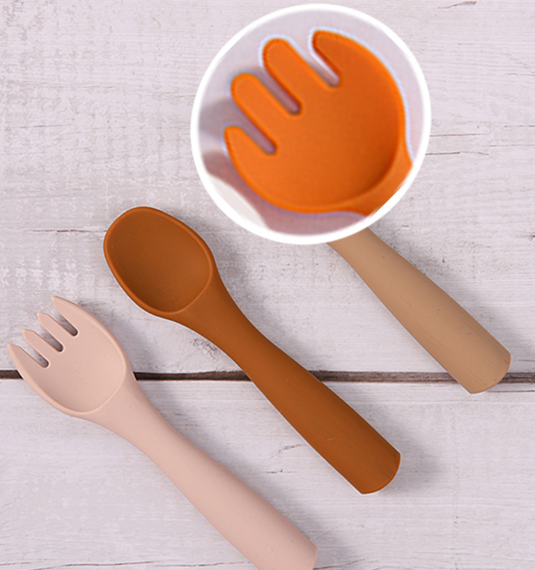 Silicone Spoon And Fork For Babies Feeding