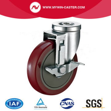 American Medium-light Duty Bolt Hole Swivel Side Lock Red PU Castor Wheel