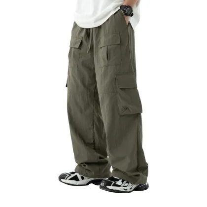 Customized Men's Loose Nylon Cargo Pants