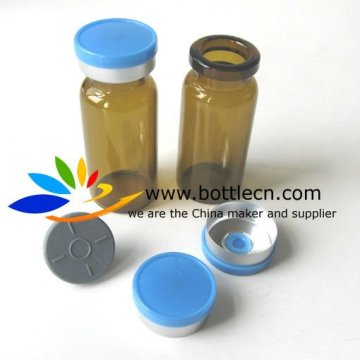 10ml sterile amber vial gray rubber stopper light blue smooth 20mm flip top cap crimper