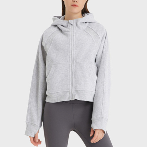 Anti-wrinkle Fleece Fitness Tops Jacket With Thumb Hole