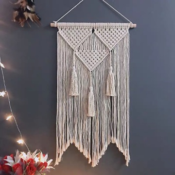 Estante flotante grande Boho de macramé tejido a mano para colgar en la pared