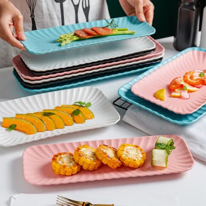 Nordic Rectangular Ceramic Sushi Plate Set