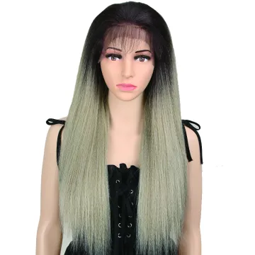 MAGIC 13X4 Noble Lace Front Wigs Wholesale Heat Resistant Yaki Straight With Bang Long Wigs Ombre Synthetic Lace Frontal Wigs