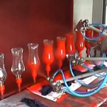Electrostatic painting lines for glass bottles