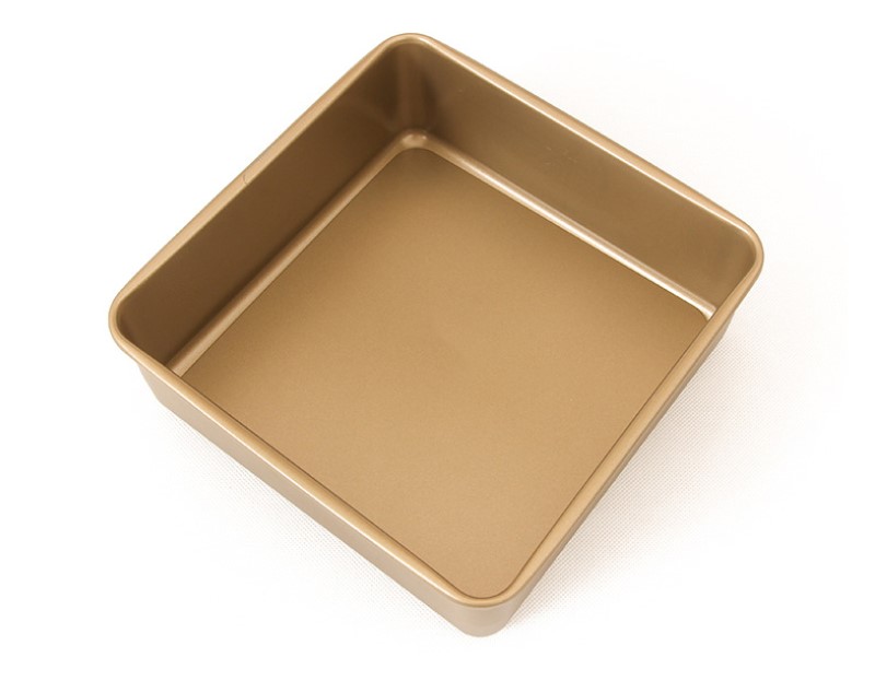 8.5‘Carton Steel Deep Square Cake Pan Wth Removable Bottom-Gold (13)