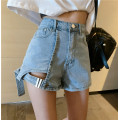 Womens Denim Sports Hole Shorts