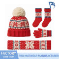 Kit de tricot cu pompon fulg de nea roșu