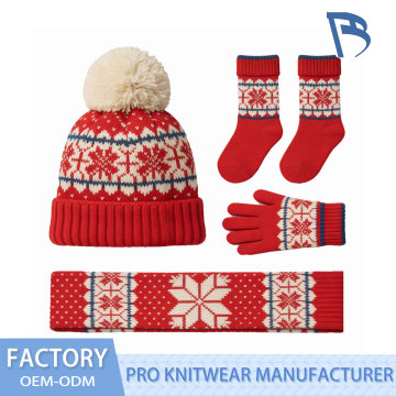 Červená sněhová vločka Pom Pom Knit Kit
