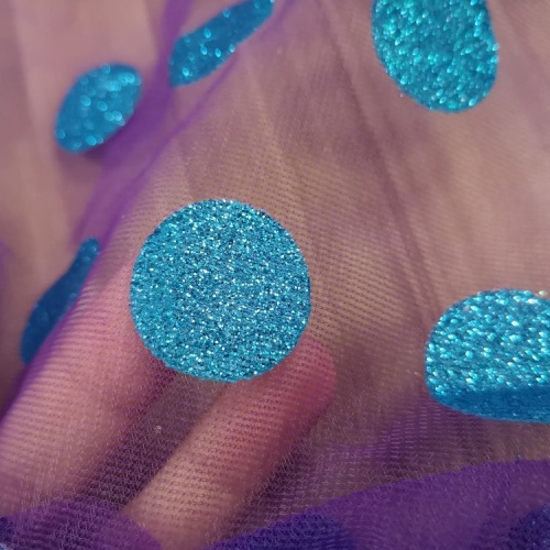 Sequin Bead Fabric Embroidery Fabric Polka Dot Turkey Blue Glitter Tulle Dresses Fabric Supplier