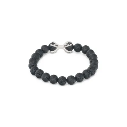 2019 Fashion Natural Lava Stone Bracelet CZ Charms Lava Bracelet