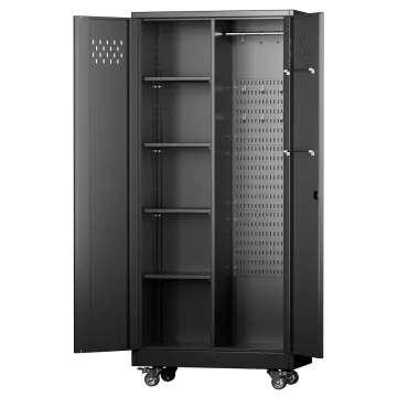 Rolling Tool Cabinet with Doors and 4 Adjustable Shelves