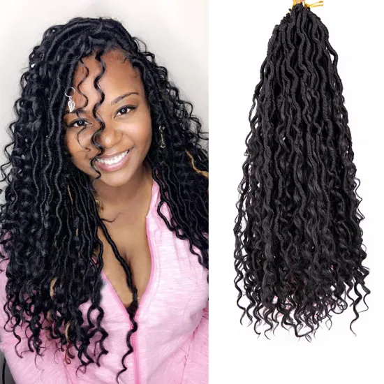 AliLeader Goddess Pre Looped Curly River Faux Locs Crochet Hair Hippie Locs Bohemian Crochet Braids Hair for Black Women