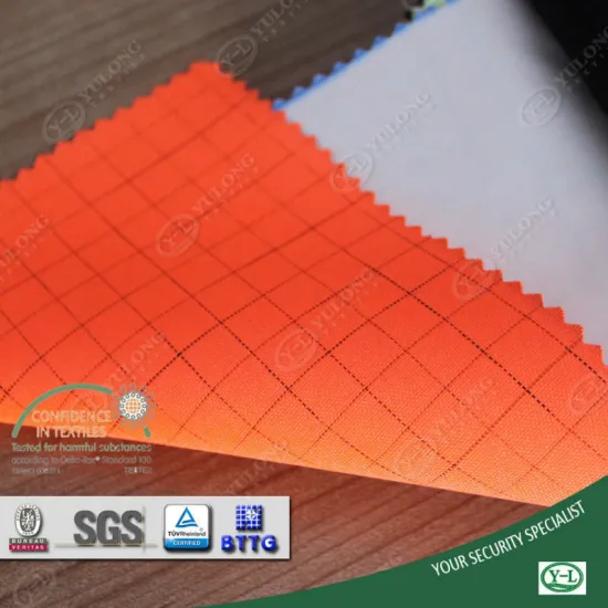 grid plain polyester anti-static fluorescent fabric