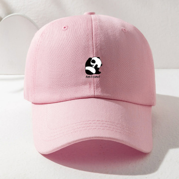 Custom Logo Embroidery 100% Cotton Animal Panda Hats - 6 Panel Tennis Baseball Caps