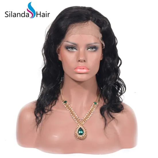 Natural Wave 130% Density #1B Lace Frontal Wigs Brazilian Human Hair Wig