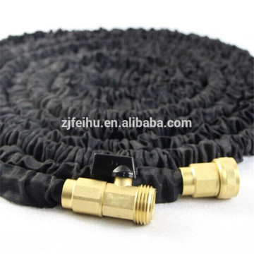 2016 new design rubber solid brass fittings high strong fabric flexible garden hose with 10 way sprayer nozzle