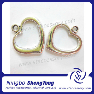 Silver Necklace Heart Pendant Alloy Beads