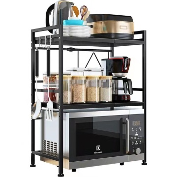 Multifunctional Floor-to-Floor Kitchen Microwave Rack with Retractable Table and Storage