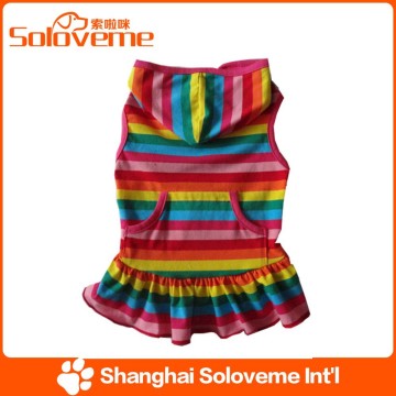 Hot Sale dog colorful striped dress with pocket