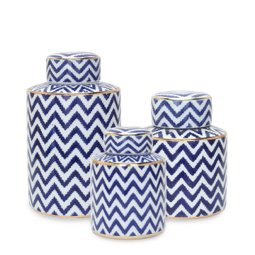 Set di barattoli blu e bianco ceramico - arredamento per la casa moderno