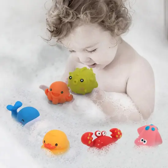 Baby Bathing Toys For Toddler 6 12 Months Soft Rubber Ducks Bath Toys For Girls Kids Toys Bath Bubble Balls Montessori Bathroom