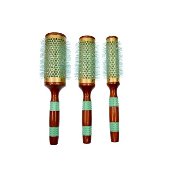 Экологичная деревянная круглая щетка для ухода за натуральными волосами