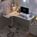 White corner standing desk