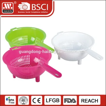 Home Kitchen plastic fruit strainer rice colander cooking sieve with handle