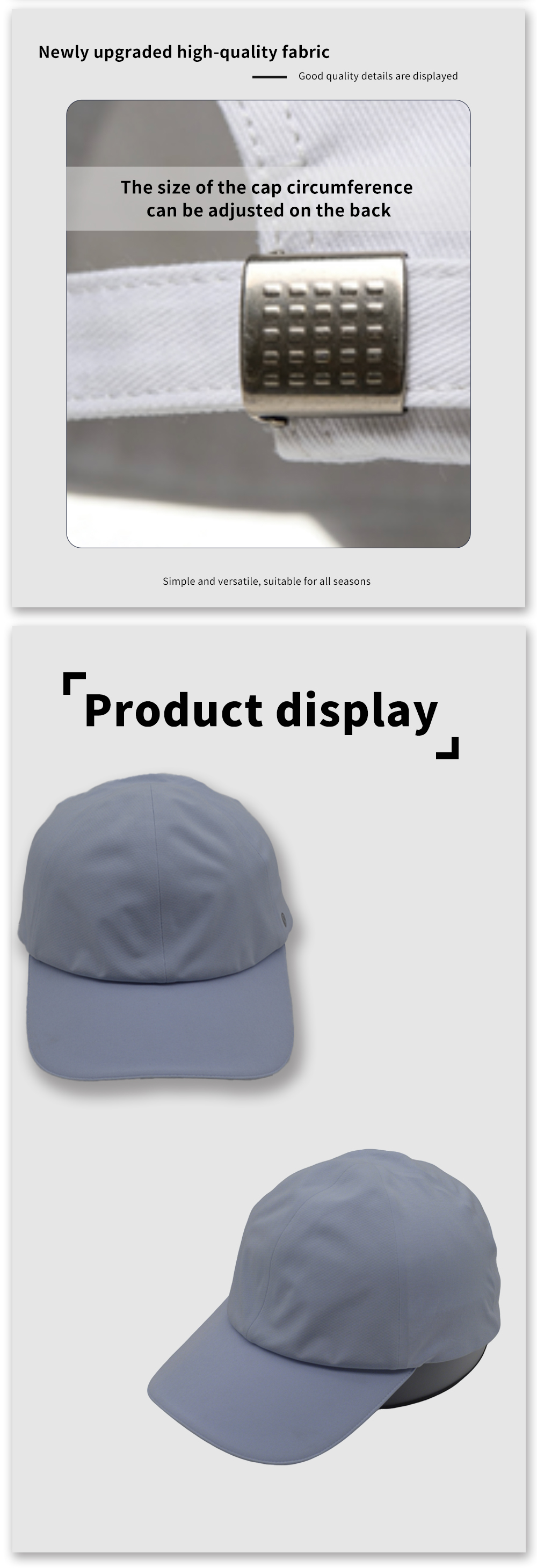 Slate Blue Seamless Baseball Cap