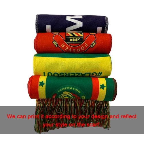 custom design digital printing knitted sport football scarf