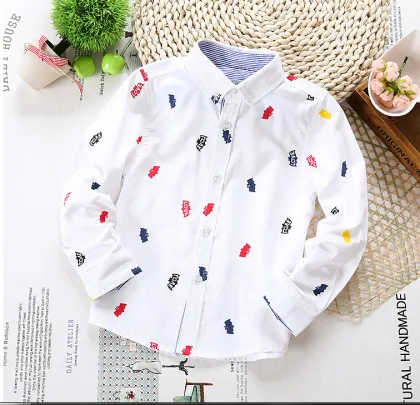 Boys' cotton oxford bat print shirt