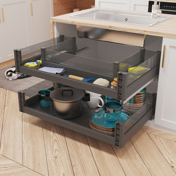 Chrome Kitchen Cabinet Drawer Corner Basket - 2 Tier