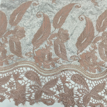 Special Chemical Lace Borders Sequin Embroidery Fabric