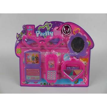 Plastic foshoinal beauty set with glasses/mobilephone/mirror/computer