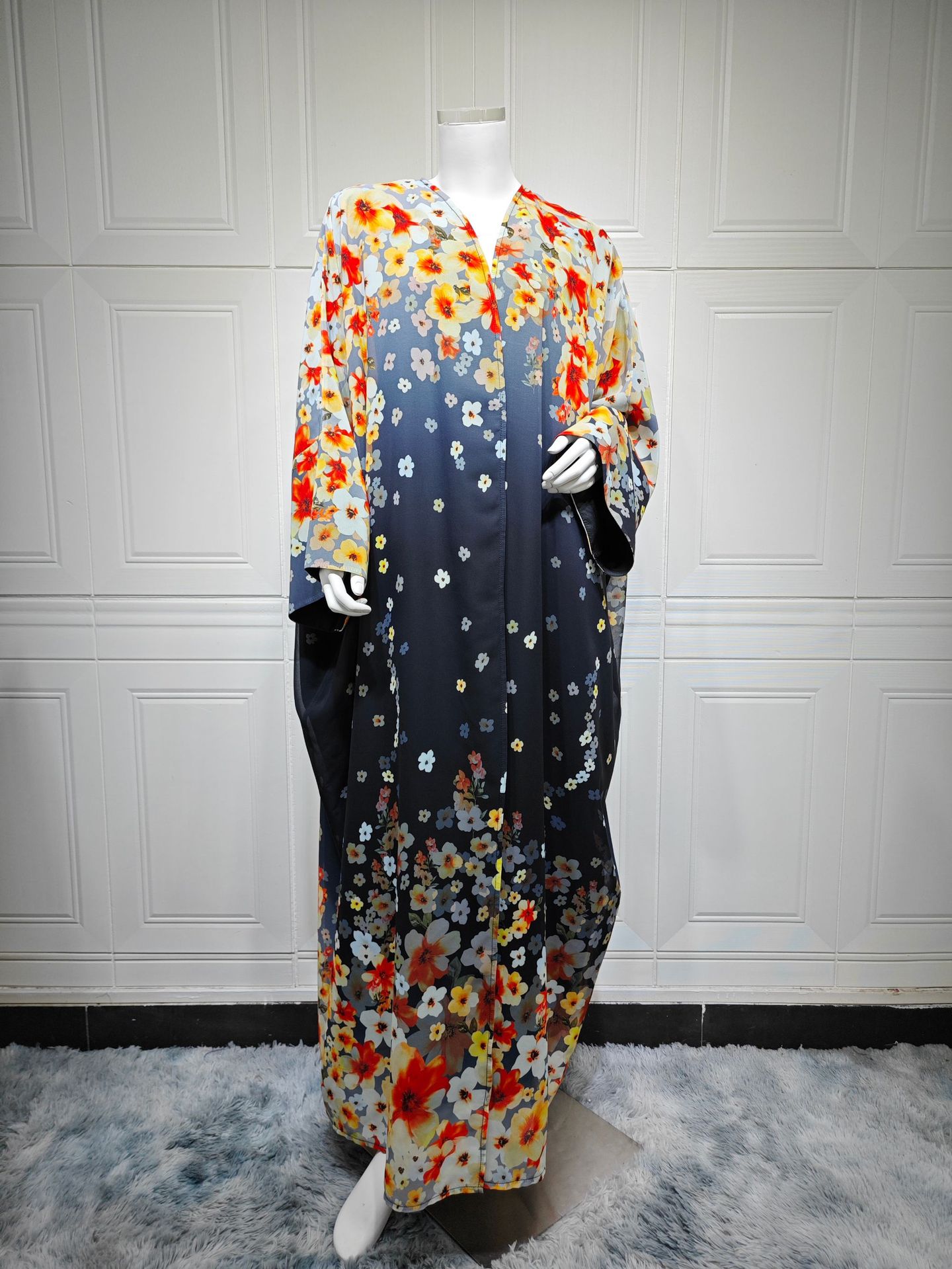 2025 Modest Open Abaya Summer Printed Dress Middle Eastern Islamic Abaya Casual Fashion Outcoat Robe MQ203 Muslim Women Dress5