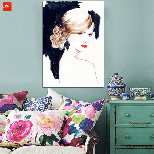 Watercolor Woman Portrait Canvas Art Print