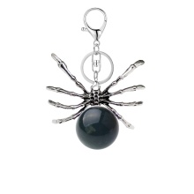 Fancy Jasper 16MM Ball Antique Silver Spider Pendant (47x40mm) Keychain