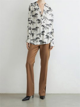 Horse Printed Black And White Contrasting Shirt