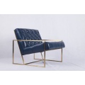 blue leather thin frame lounge chair