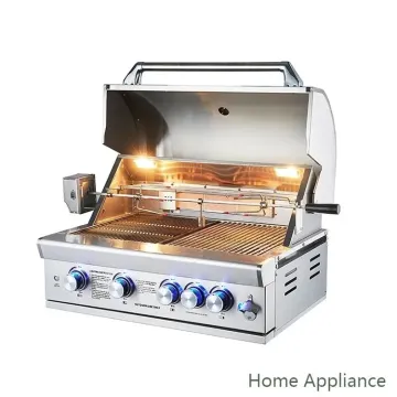 Premium SS304 Grill Multifunction Kitchen Built-in Gas Charcoal Double Use Burner BBQ Grill with