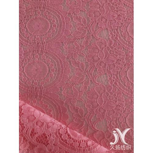 Pink Corded Lace Fabric