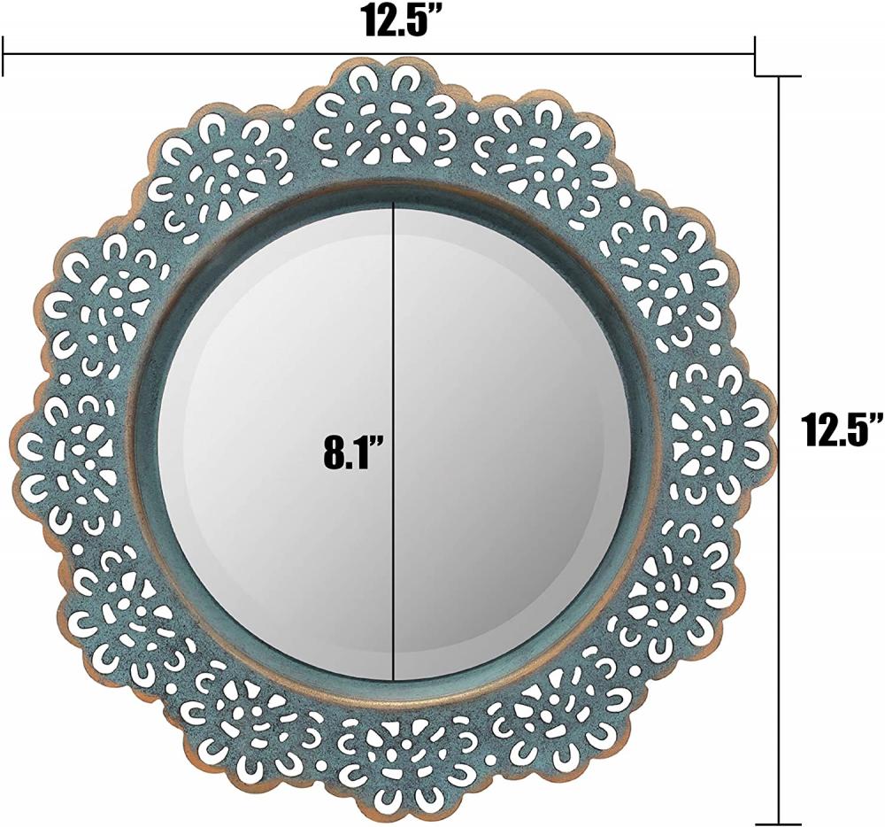 Miroir mural en dentelle en métal rond décoratif