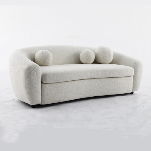 Modern Velvet Teddy 3 Seater Curved Sofa